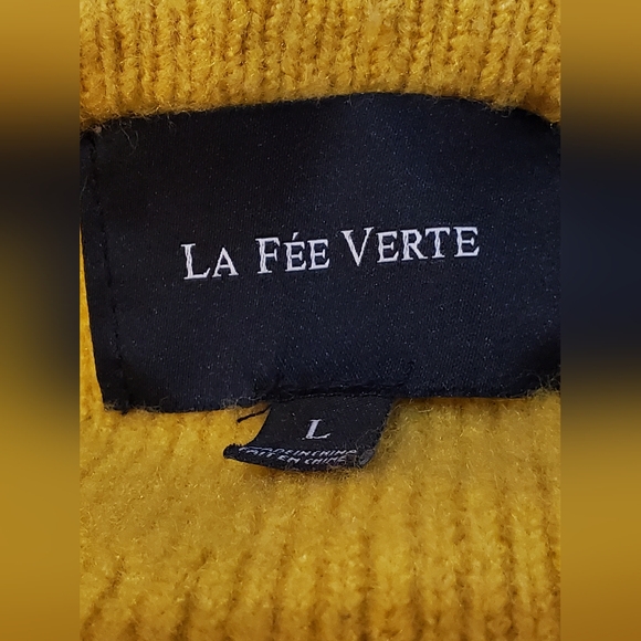 Anthropologie La Fee Verte Yellow and White Striped Cardigan Size L - Picture 5 of 5